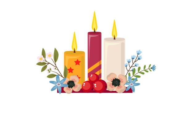 Candle Light Christmas Decoration Illustrations