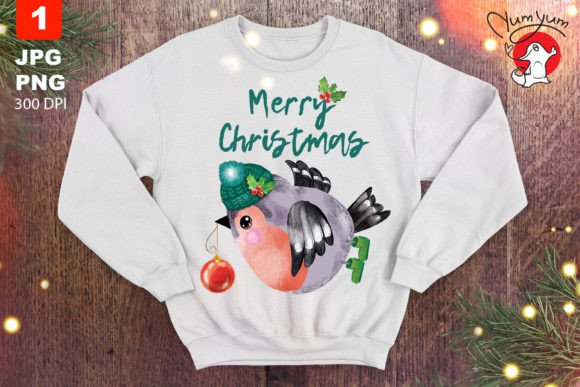 Christmas Bullfinch with an Inscription Illustration Review