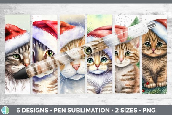 Christmas Cat Pen Wraps Epoxy Sublimat Illustrations