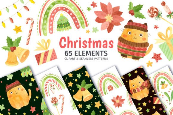 Christmas Cats Clipart for Festive Illustrations