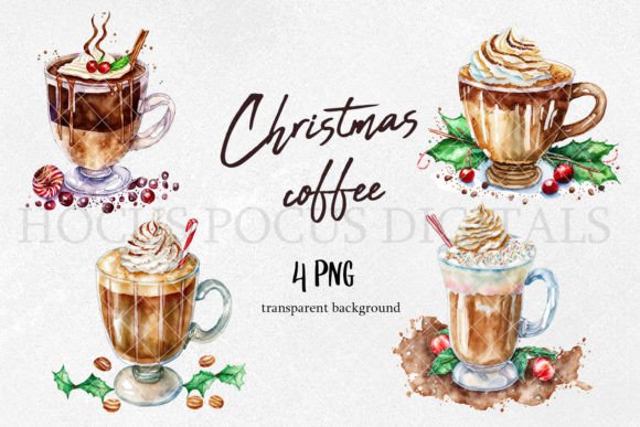 Christmas Coffee Watercolor Illustration Review