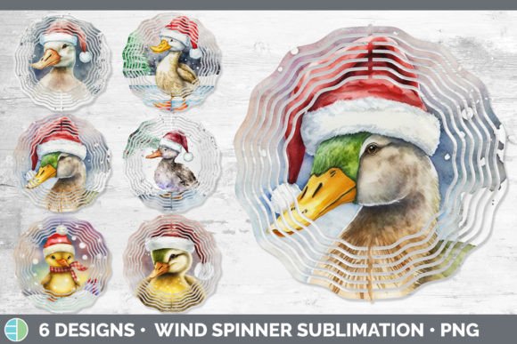 Christmas Duck Painted Wind Spinner Su Illustrations