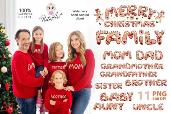 Christmas Family Look Clipart for Illustrations