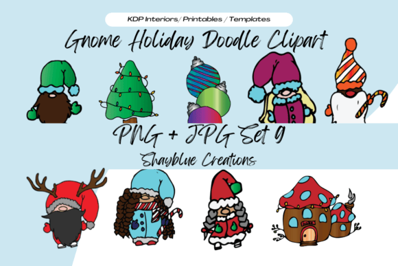Christmas Gnome Doodle Clip Art Set for Local Branding and Packaging
