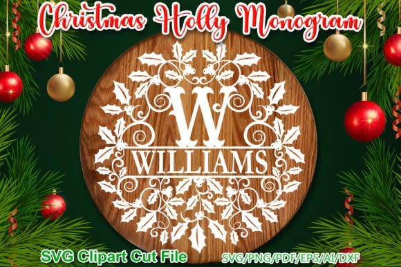 Christmas Holly Alphabet Monogram SVG for Branding and Marketing