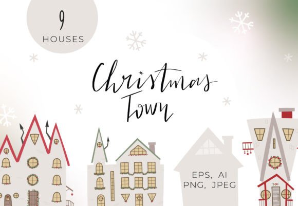 Christmas Houses Clipart for Festive Crafting