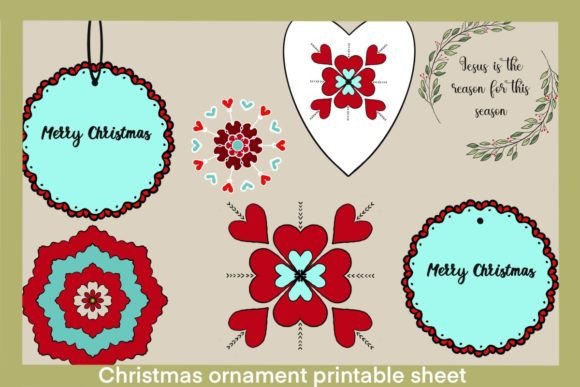 Christmas Ornament Printable Sheet Illustrations