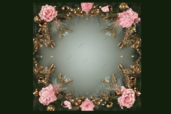 Christmas Ornaments Border Illustration for Digital Products