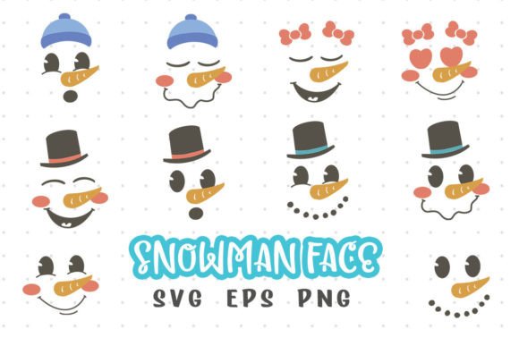 Christmas Snowman Face SVG Illustrations