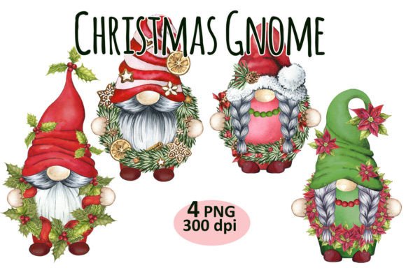 Christmas Wreath Gnome Clipart PNG for Local Business Branding