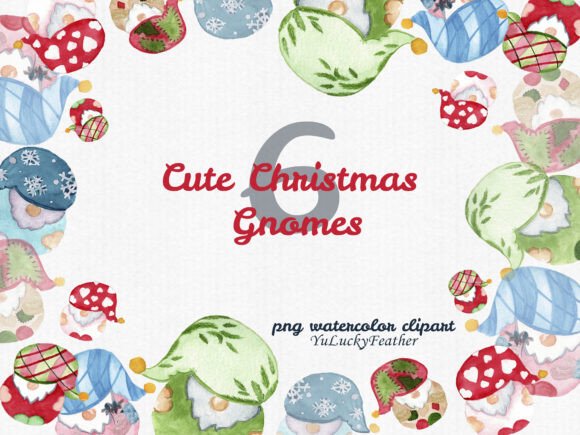 Cute Christmas Gnomes Watercolor Clipart for Blog and Website Design