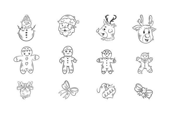 Gingerbread with Christmas Icons Illustrations