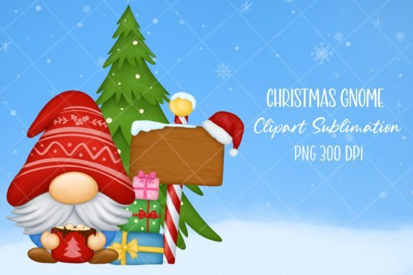 Gnome Christmas Clipart Sublimation Png for Handmade Creations