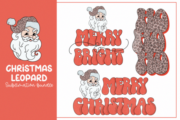Leopard Christmas Bundle Sublimation for Illustrations