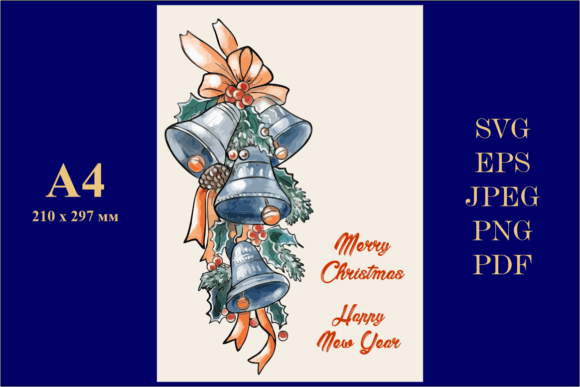 Merry Christmas Clipart Card Wreath 7 Illustrations