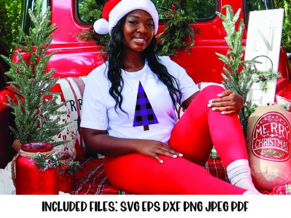 Purple Buffalo Plaid Christmas Tree SVG Illustration