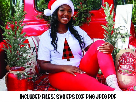 Red Buffalo Plaid Christmas Tree SVG for Illustrations