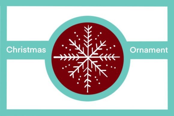 Round Red Christmas Ornament Snowflake Illustration