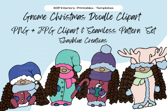 Winter Christmas Gnome Girl Clipart Set for Blog & Web Design
